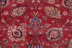 Traditional handmade Persian vintage distressed Red Beige Hand Knotted RECTANGLE 100% WOOL area rug 10X13