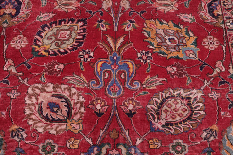 handmade Vintage Antique Red Beige Hand Knotted RECTANGLE 100% WOOL area rug 10' x 13'