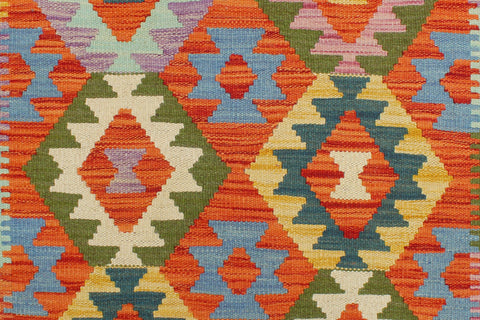 handmade Geometric Kilim Rust Beige Hand-Woven RUNNER 100% WOOL area rug 3 x 6