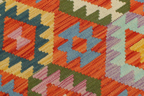 handmade Geometric Kilim Rust Beige Hand-Woven RUNNER 100% WOOL area rug 3 x 6