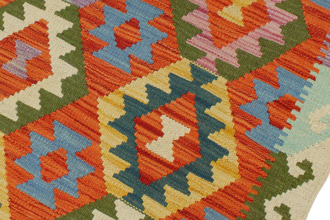 handmade Geometric Kilim Rust Beige Hand-Woven RUNNER 100% WOOL area rug 3 x 6