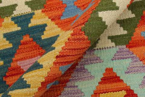 handmade Geometric Kilim Rust Beige Hand-Woven RUNNER 100% WOOL area rug 3 x 6