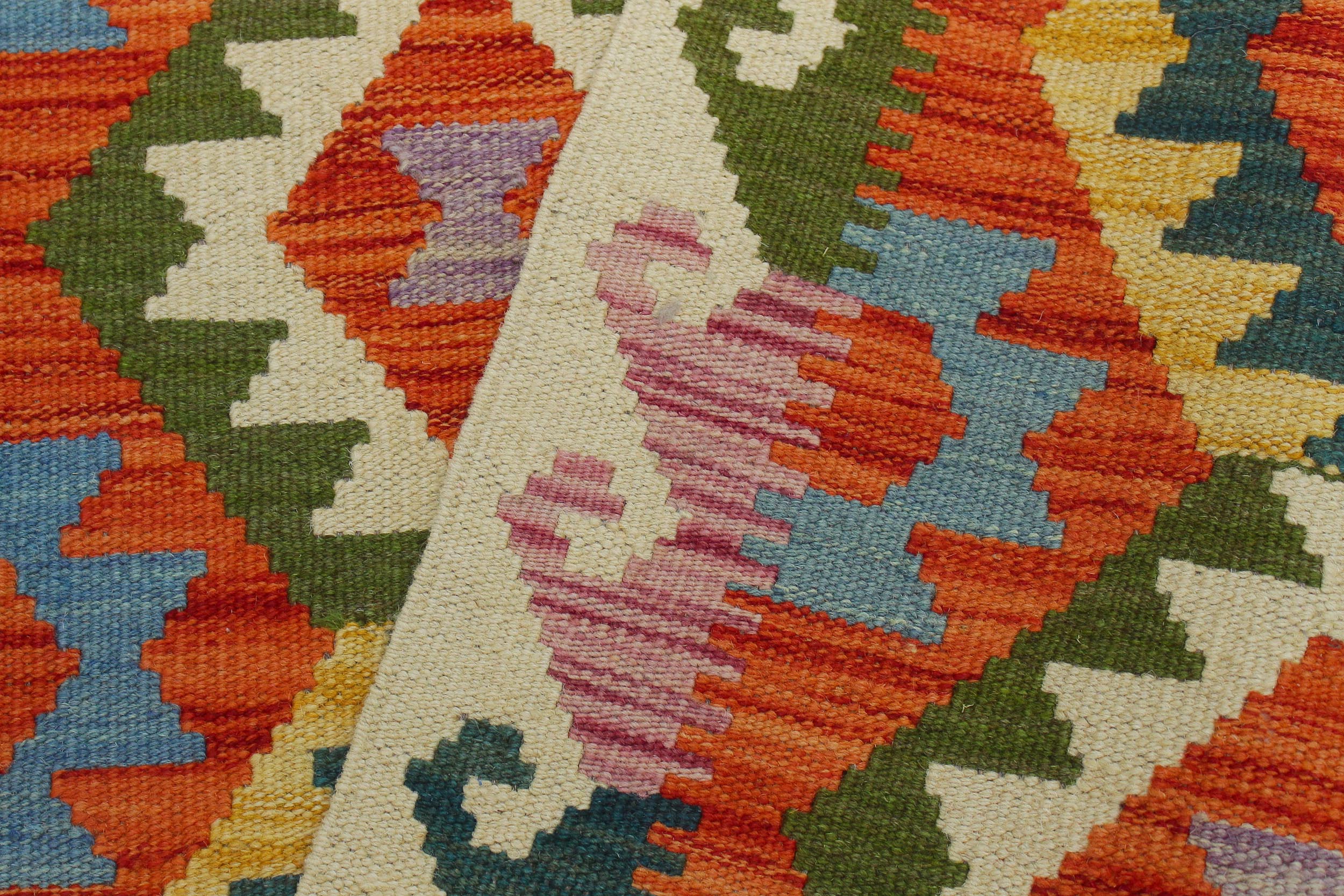 handmade Geometric Kilim Rust Beige Hand-Woven RUNNER 100% WOOL area rug 3 x 6