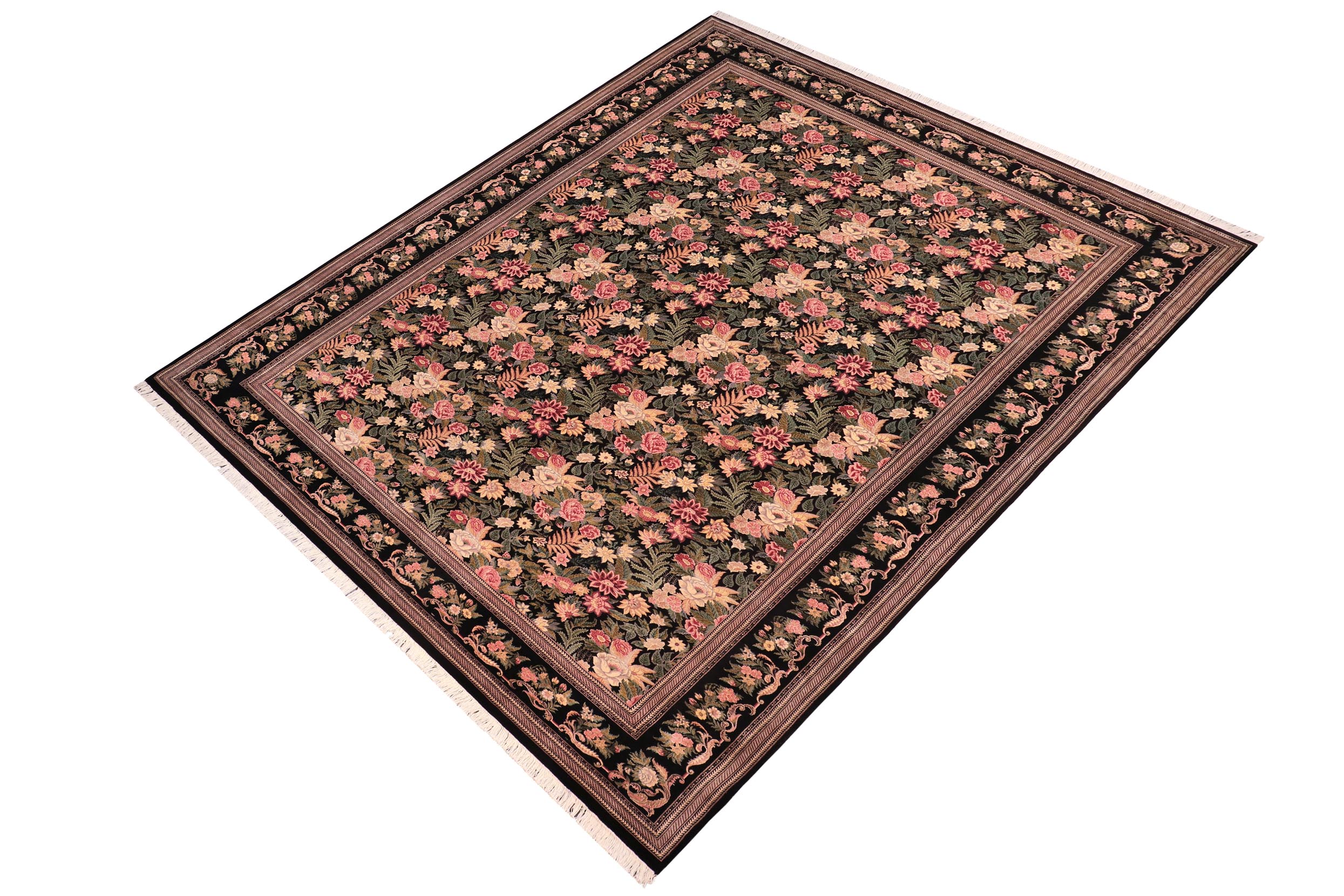 handmade Transitional David Black Red Hand Knotted RECTANGLE 100% WOOL area rug 10x14