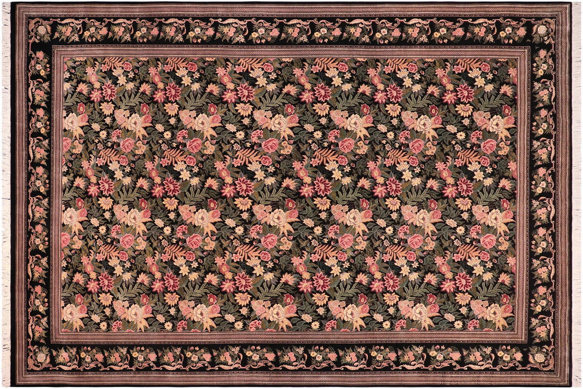 handmade Transitional David Black Red Hand Knotted RECTANGLE 100% WOOL area rug 10x14
