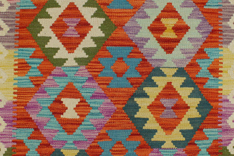 handmade Geometric Kilim Rust Beige Hand-Woven RUNNER 100% WOOL area rug 3 x 6