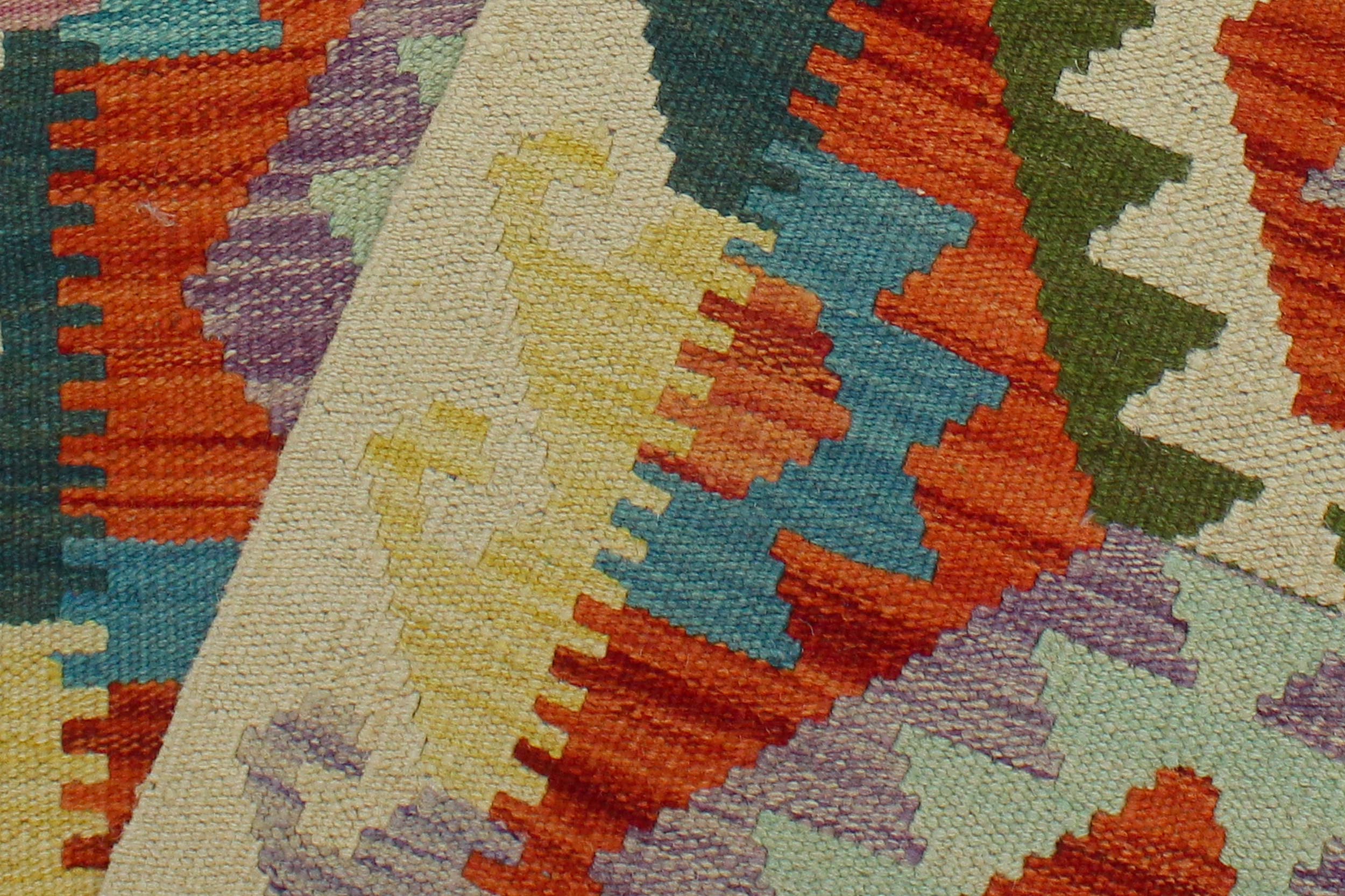 handmade Geometric Kilim Rust Beige Hand-Woven RUNNER 100% WOOL area rug 3 x 6