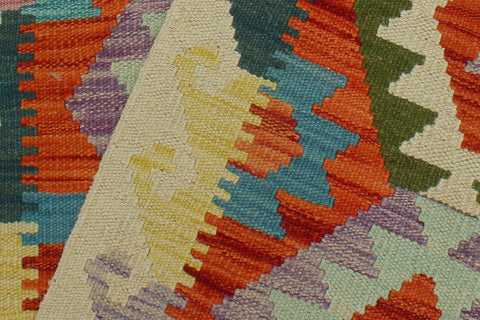 handmade Geometric Kilim Rust Beige Hand-Woven RUNNER 100% WOOL area rug 3 x 6