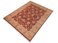 handmade Traditional Lahore Red Beige Hand Knotted RECTANGLE 100% WOOL area rug 10x15