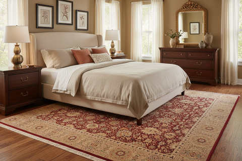 handmade Traditional Lahore Red Beige Hand Knotted RECTANGLE 100% WOOL area rug 10x15