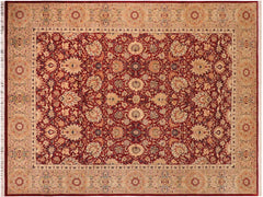 handmade Traditional Lahore Red Beige Hand Knotted RECTANGLE 100% WOOL area rug 10x15