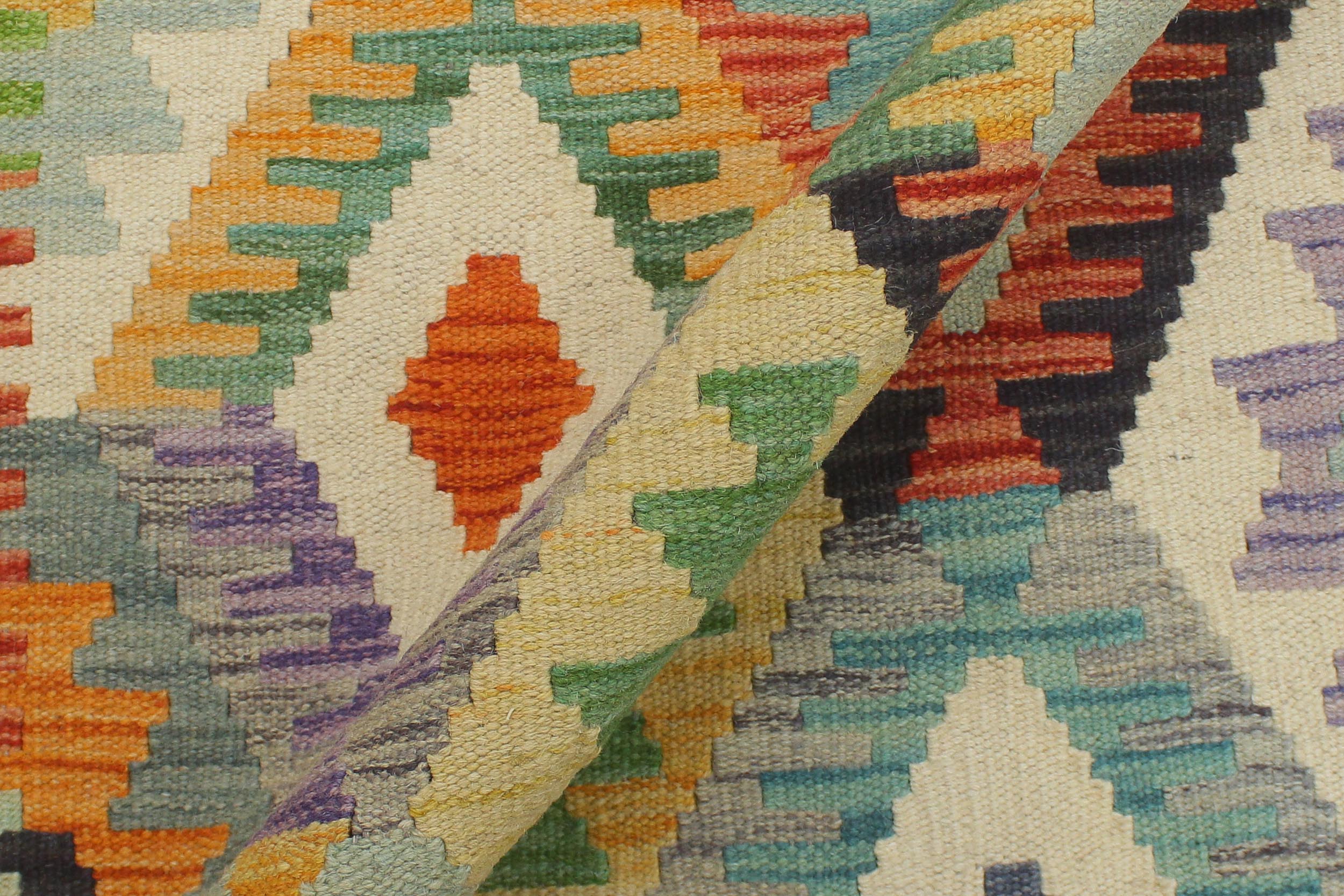 handmade Geometric Kilim Blue Gold Hand-Woven RUNNER 100% WOOL area rug 3 x 10