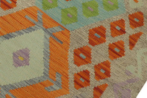 handmade Geometric Kilim Brown Red Hand-Woven RUNNER 100% WOOL area rug 3' x 6'