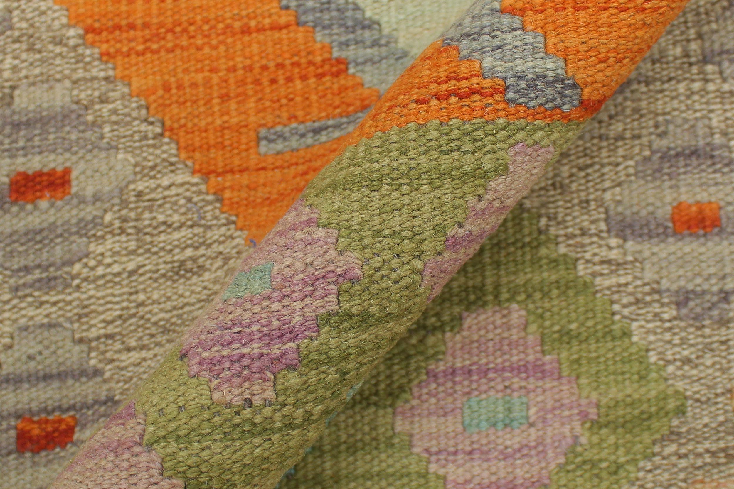 handmade Geometric Kilim Brown Red Hand-Woven RUNNER 100% WOOL area rug 3' x 6'