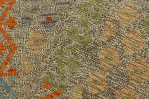 handmade Geometric Kilim Brown Red Hand-Woven RUNNER 100% WOOL area rug 3' x 6'