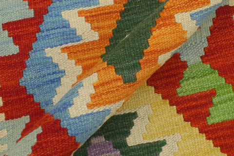 handmade Geometric Kilim Rust Beige Hand-Woven RUNNER 100% WOOL area rug 3' x 7'