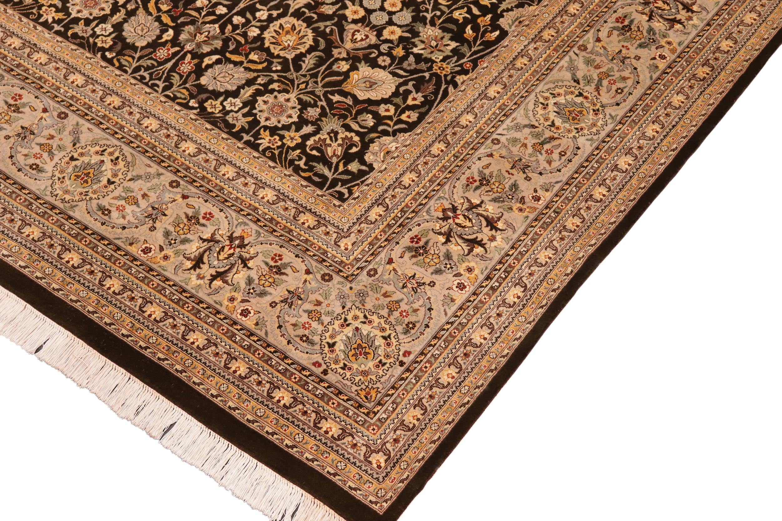 handmade Transitional Tabriz Charcoal Taupe Hand Knotted RECTANGLE 100% WOOL area rug 10x14