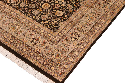 handmade Transitional Tabriz Charcoal Taupe Hand Knotted RECTANGLE 100% WOOL area rug 10x14
