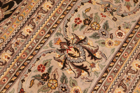 handmade Transitional Tabriz Charcoal Taupe Hand Knotted RECTANGLE 100% WOOL area rug 10x14