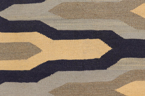 handmade Modern Kilim Blue Gray Hand-Woven RECTANGLE 100% WOOL area rug 5x7