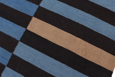 handmade Modern Kilim Blue Brown Hand-Woven RECTANGLE 100% WOOL area rug 6x8