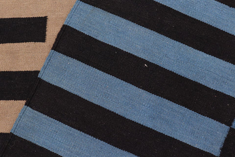 handmade Modern Kilim Blue Brown Hand-Woven RECTANGLE 100% WOOL area rug 6x8