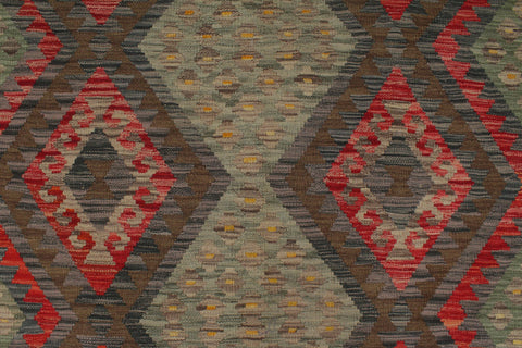 handmade Geometric Kilim Red Charcoal Hand-Woven RECTANGLE 100% WOOL area rug 6 x 8