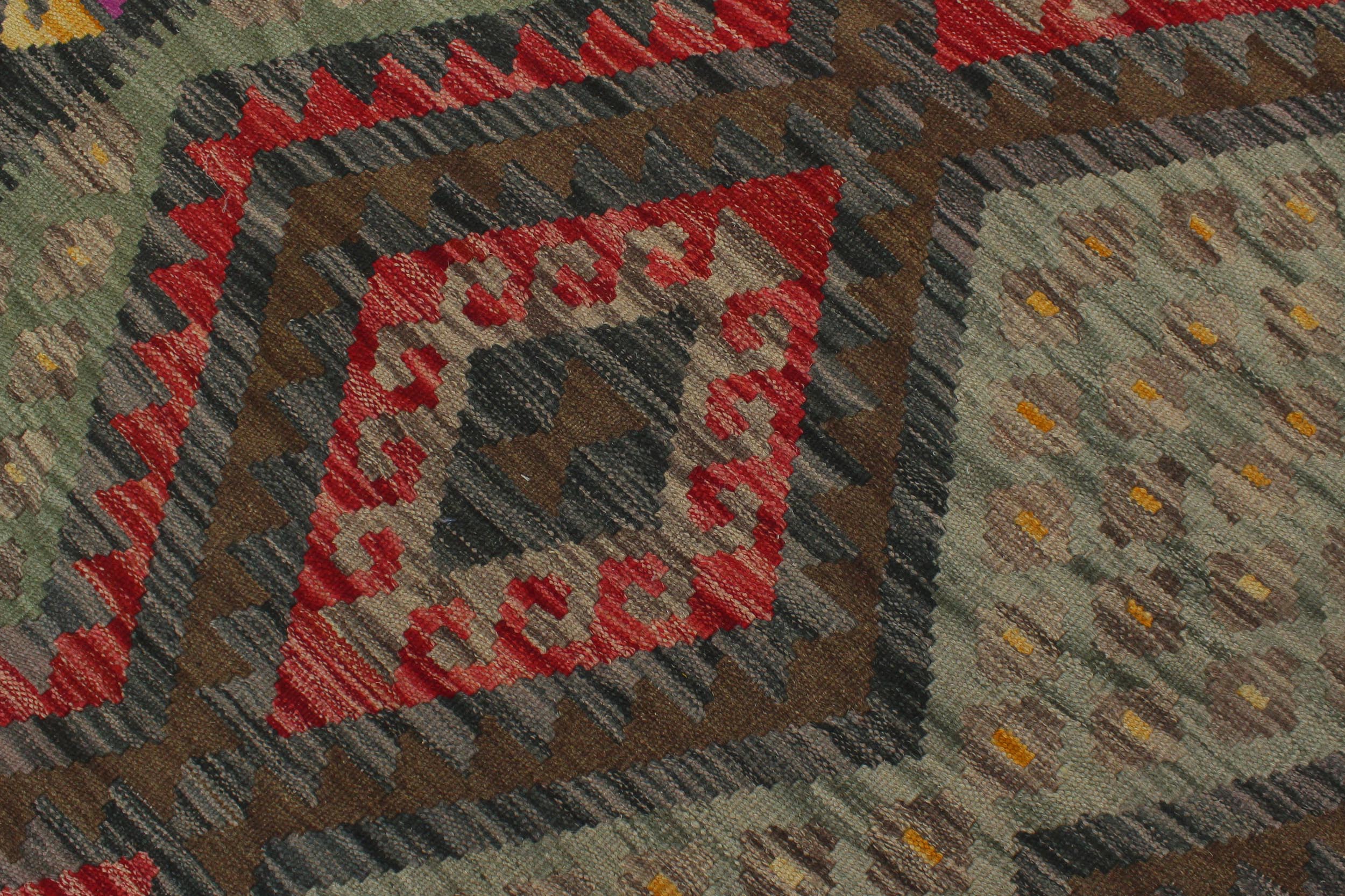 handmade Geometric Kilim Red Charcoal Hand-Woven RECTANGLE 100% WOOL area rug 6 x 8