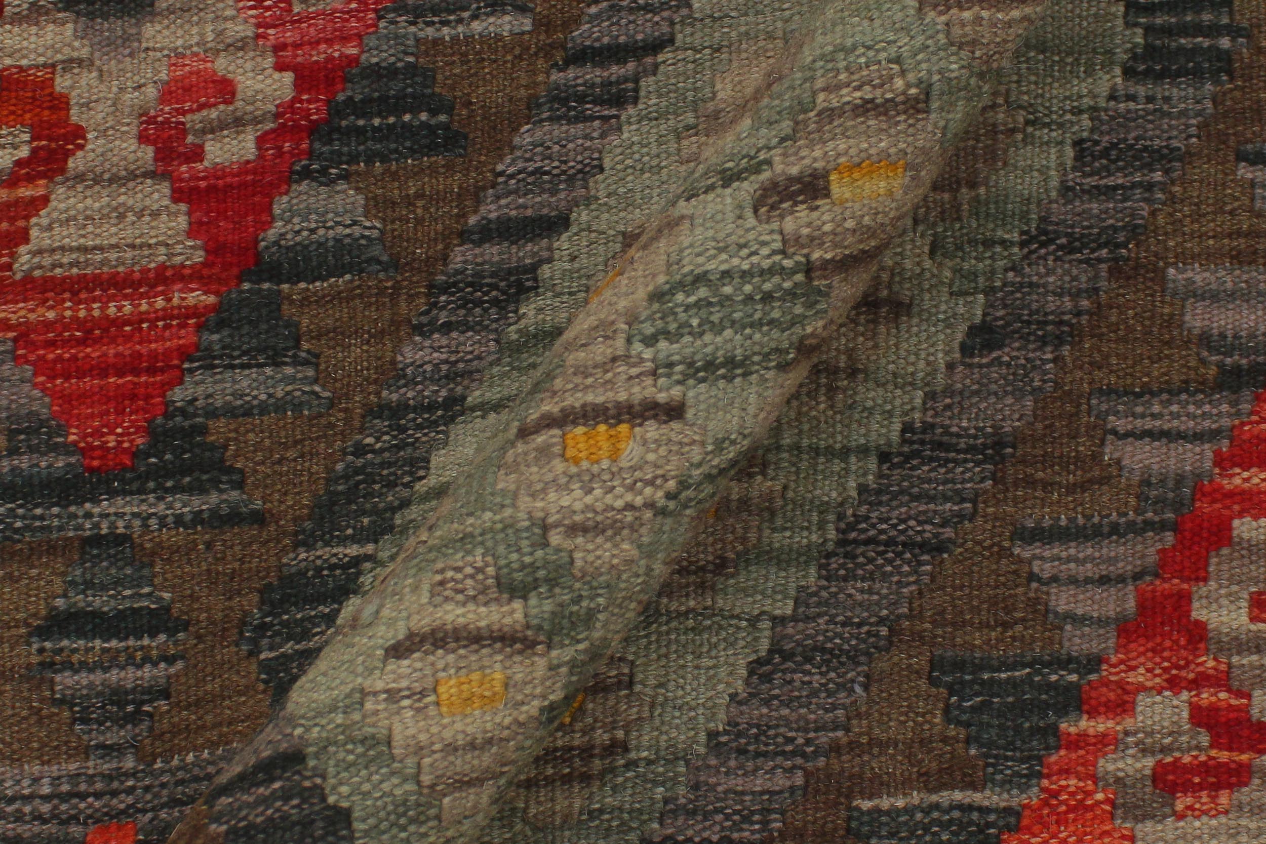 handmade Geometric Kilim Red Charcoal Hand-Woven RECTANGLE 100% WOOL area rug 6 x 8