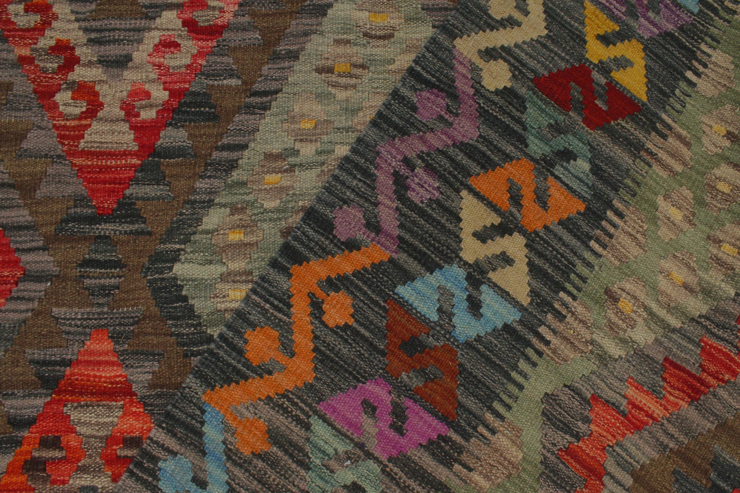 handmade Geometric Kilim Red Charcoal Hand-Woven RECTANGLE 100% WOOL area rug 6 x 8