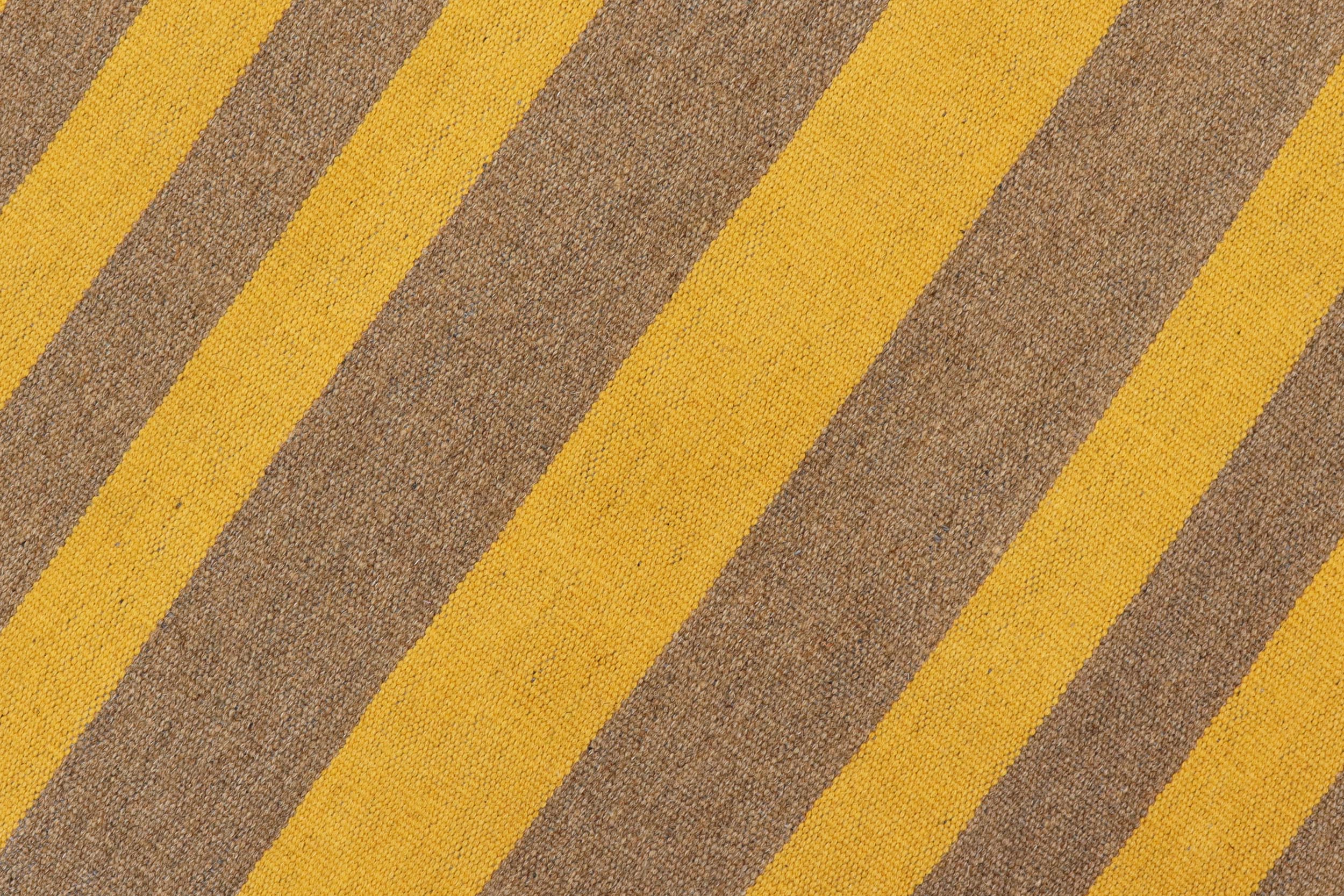 handmade Modern Kilim Yellow Gray Hand-Woven RECTANGLE 100% WOOL area rug 6 x 8