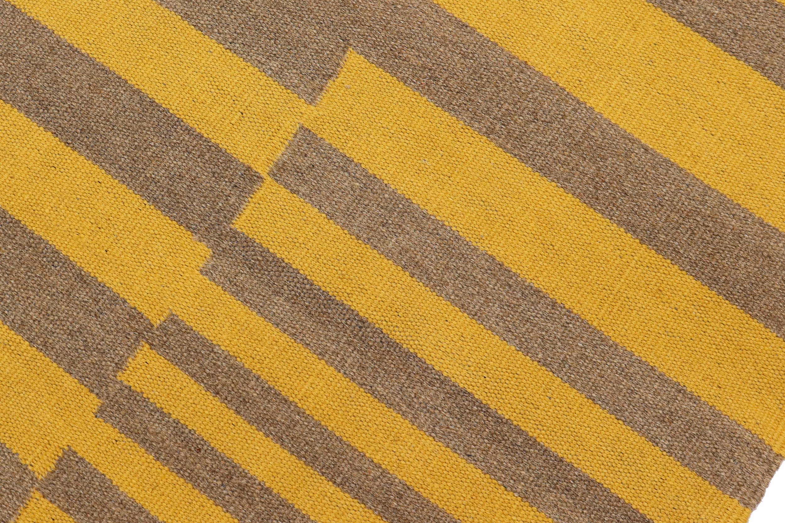 handmade Modern Kilim Yellow Gray Hand-Woven RECTANGLE 100% WOOL area rug 6 x 8