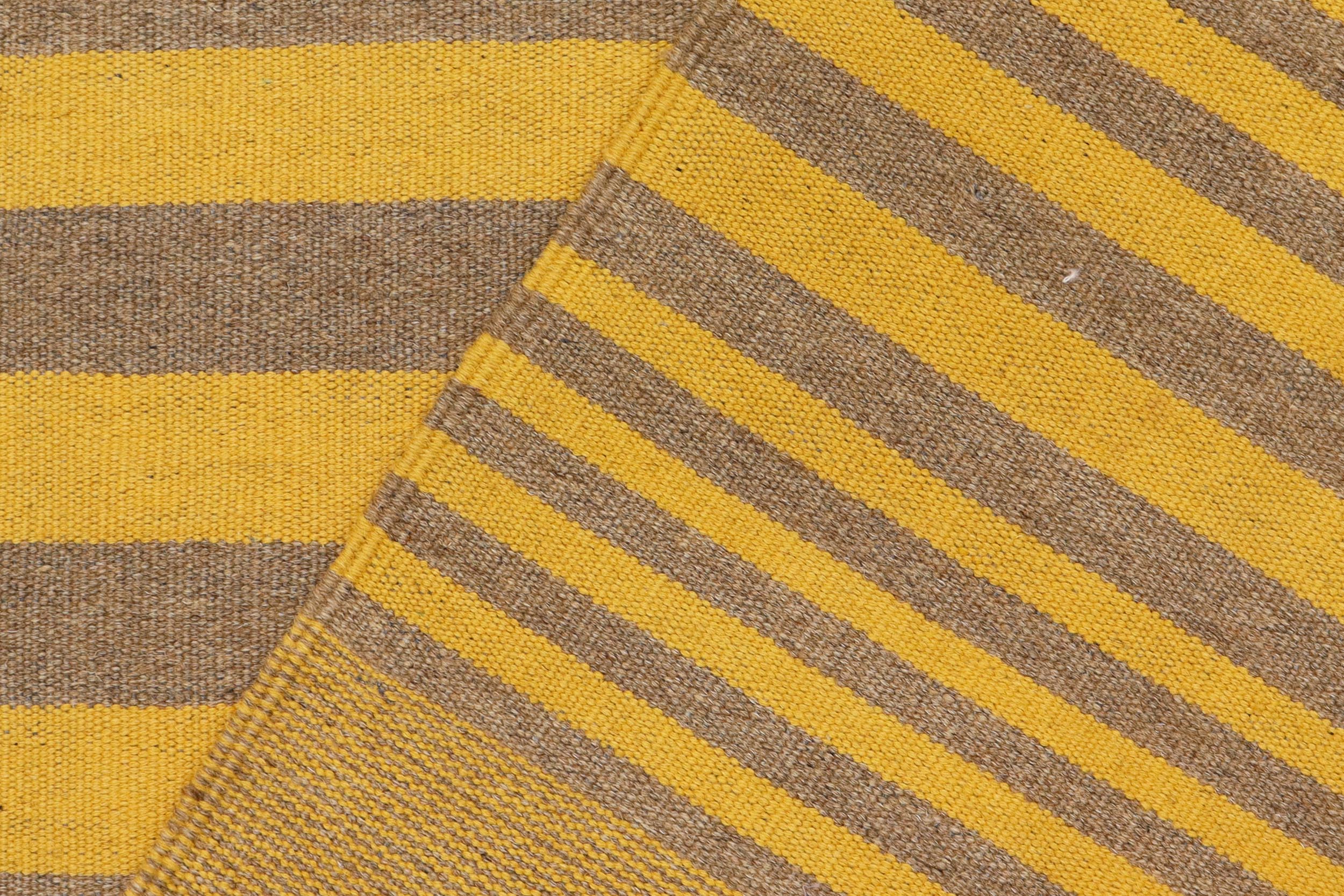 handmade Modern Kilim Yellow Gray Hand-Woven RECTANGLE 100% WOOL area rug 6 x 8