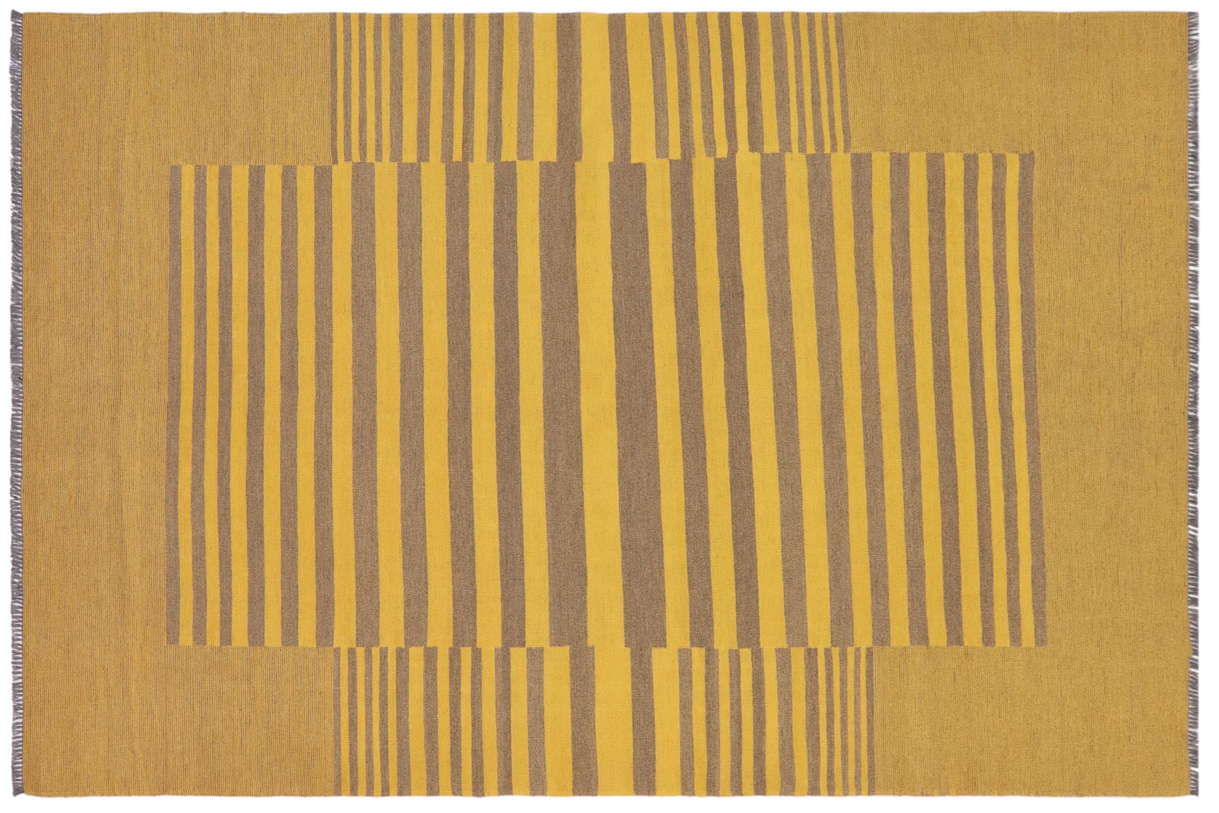 handmade Modern Kilim Yellow Gray Hand-Woven RECTANGLE 100% WOOL area rug 6 x 8