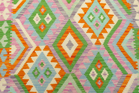 handmade Geometric Kilim Orange Blue Hand-Woven RECTANGLE 100% WOOL area rug 4 x 6