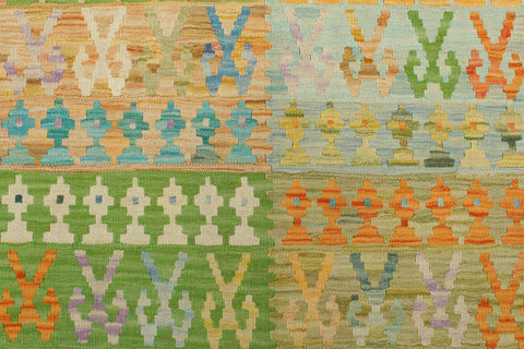 handmade Geometric Kilim Blue Purple Hand-Woven RECTANGLE 100% WOOL area rug 4 x 6