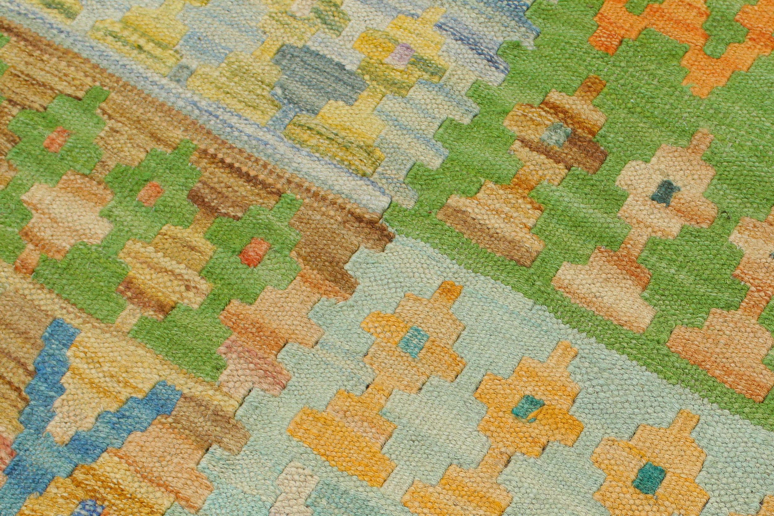 handmade Geometric Kilim Blue Purple Hand-Woven RECTANGLE 100% WOOL area rug 4 x 6