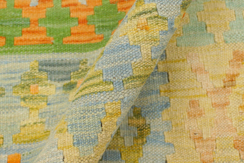 handmade Geometric Kilim Blue Purple Hand-Woven RECTANGLE 100% WOOL area rug 4 x 6