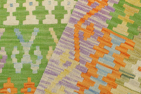 handmade Geometric Kilim Blue Purple Hand-Woven RECTANGLE 100% WOOL area rug 4 x 6