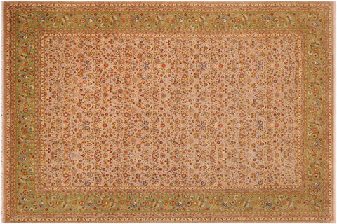 handmade Transitional Veg Dye Lt. Gray Green Hand Knotted RECTANGLE 100% WOOL area rug 10' x 14'