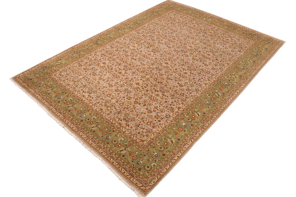 handmade Traditional Veg Dye Lt. Gray Green Hand Knotted RECTANGLE 100% WOOL area rug 10'X14'