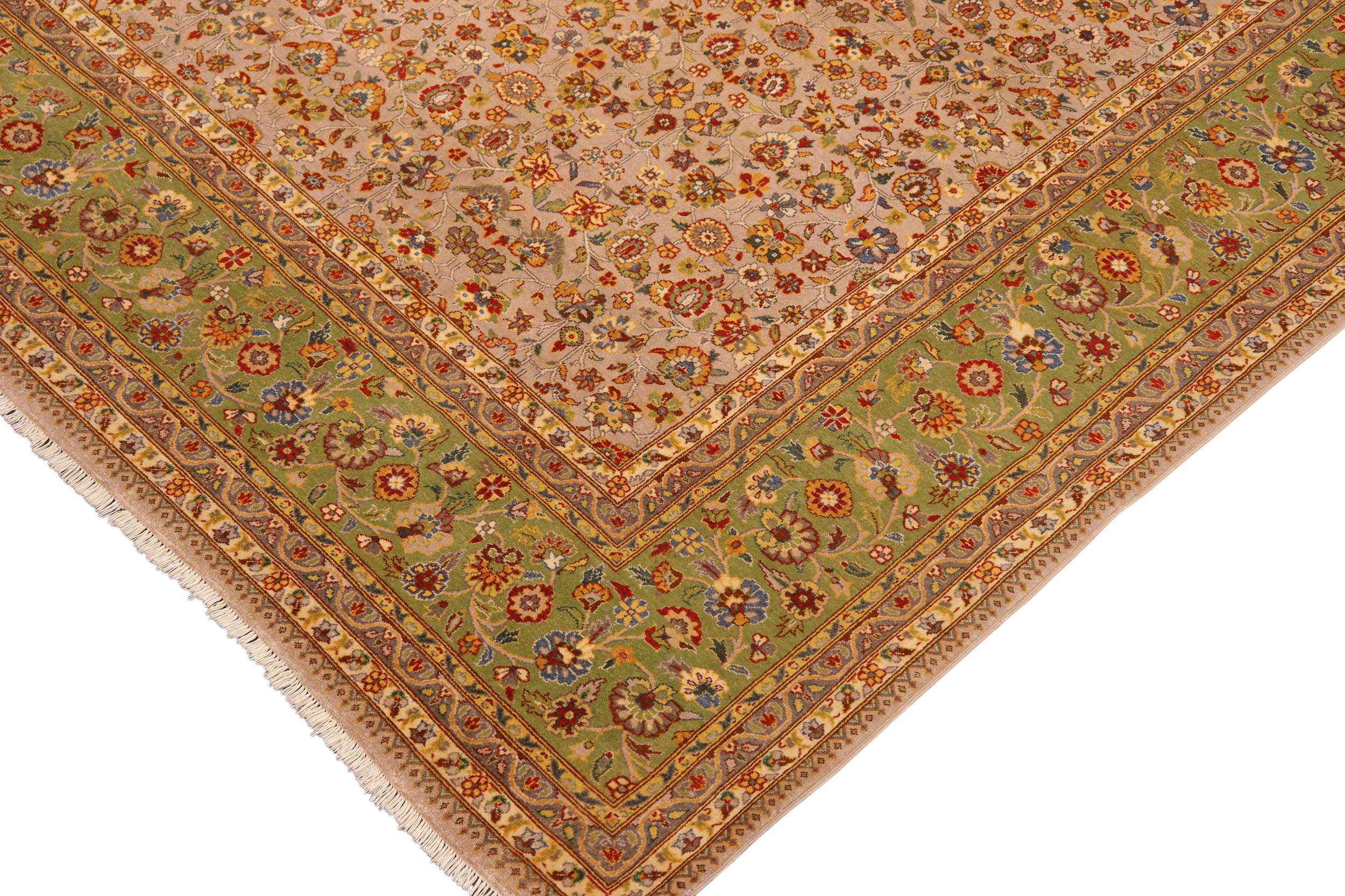 handmade Transitional Veg Dye Lt. Gray Green Hand Knotted RECTANGLE 100% WOOL area rug 10' x 14'