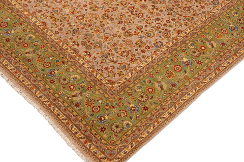 handmade Transitional Veg Dye Lt. Gray Green Hand Knotted RECTANGLE 100% WOOL area rug 10' x 14'