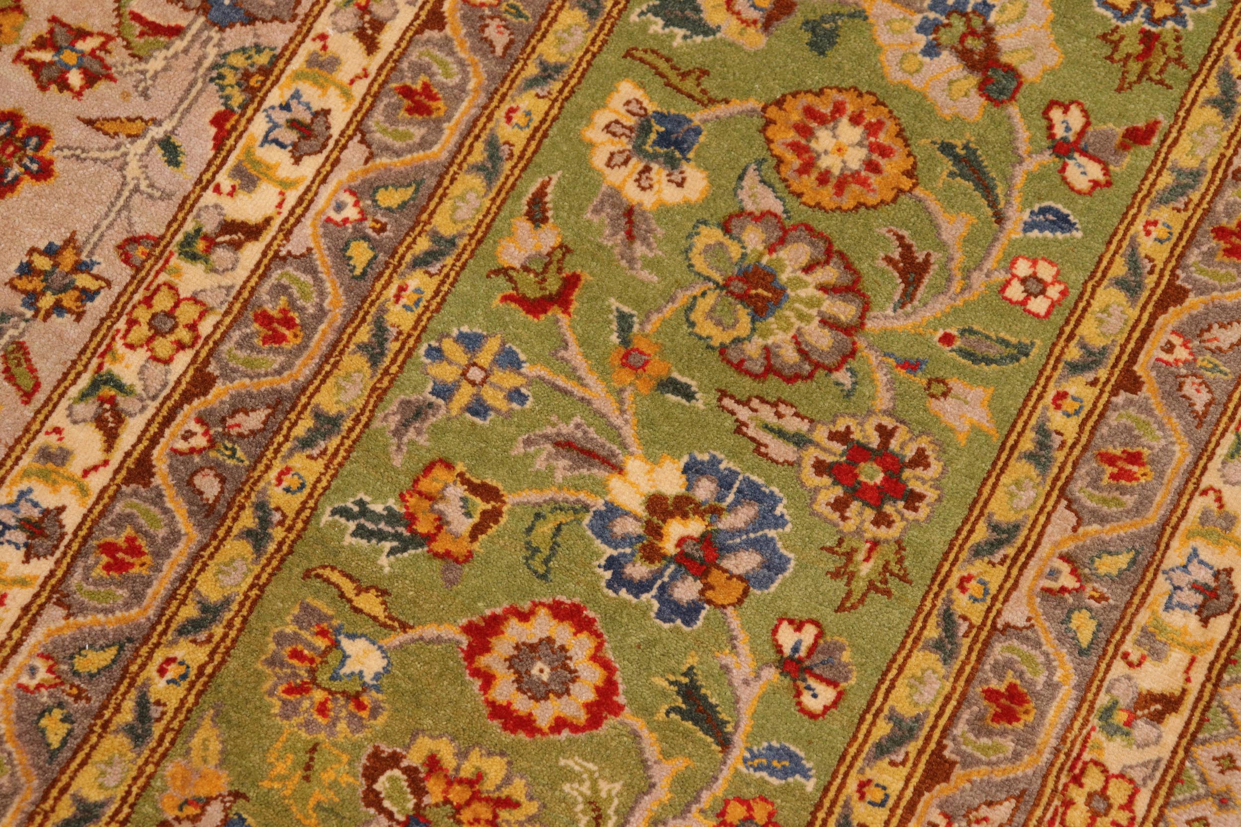 handmade Transitional Veg Dye Lt. Gray Green Hand Knotted RECTANGLE 100% WOOL area rug 10' x 14'