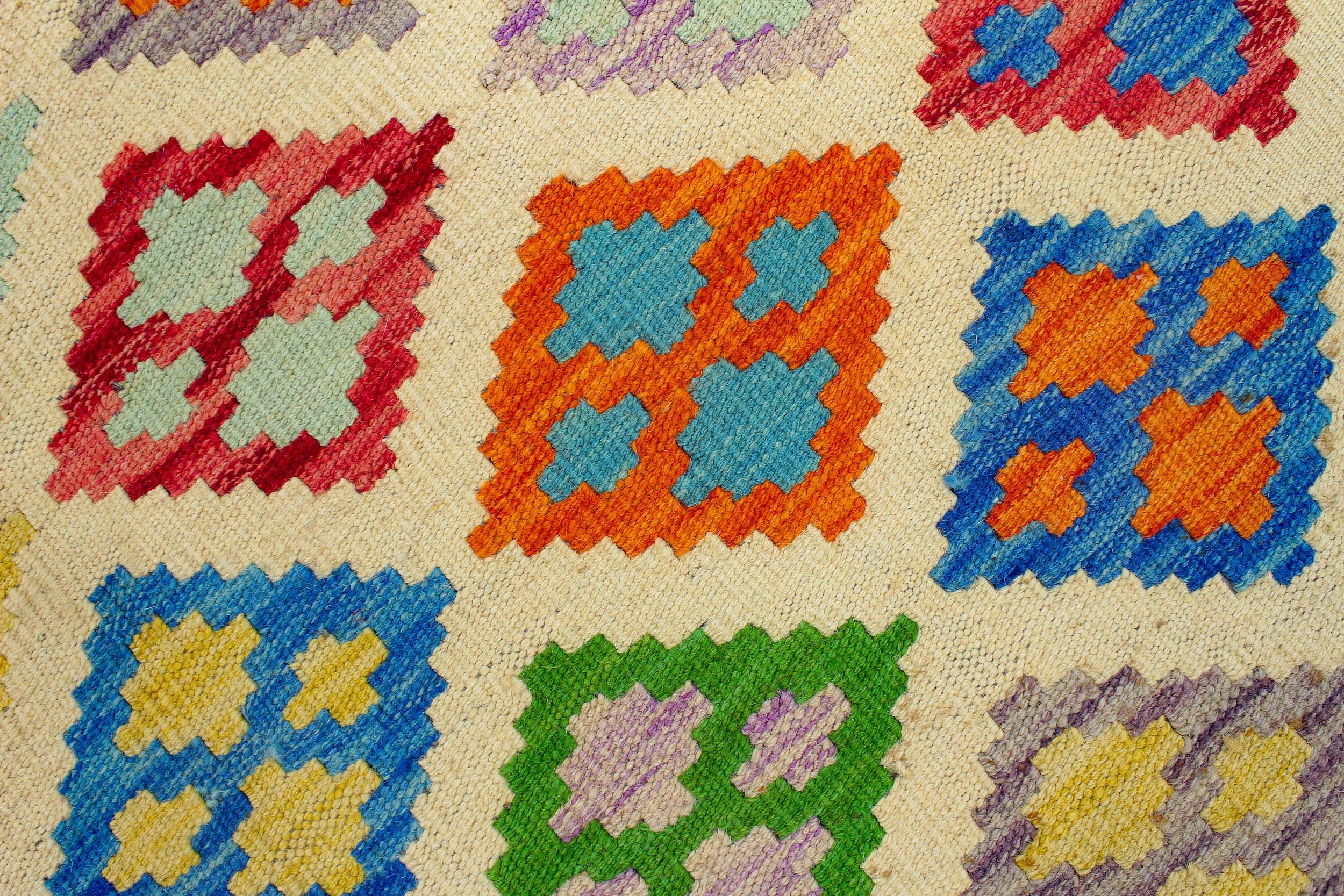 handmade Geometric Kilim Beige Rust Hand-Woven RECTANGLE 100% WOOL area rug 5 x 7