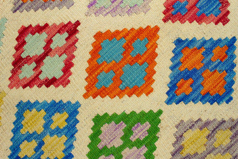 handmade Geometric Kilim Beige Rust Hand-Woven RECTANGLE 100% WOOL area rug 5 x 7