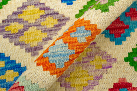 handmade Geometric Kilim Beige Rust Hand-Woven RECTANGLE 100% WOOL area rug 5 x 7