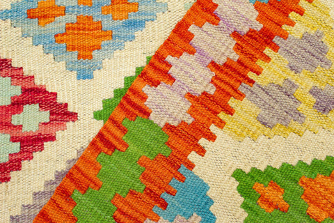 handmade Geometric Kilim Beige Rust Hand-Woven RECTANGLE 100% WOOL area rug 5 x 7