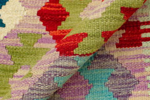 handmade Geometric Kilim Beige Blue Hand-Woven RECTANGLE 100% WOOL area rug 5 x 7