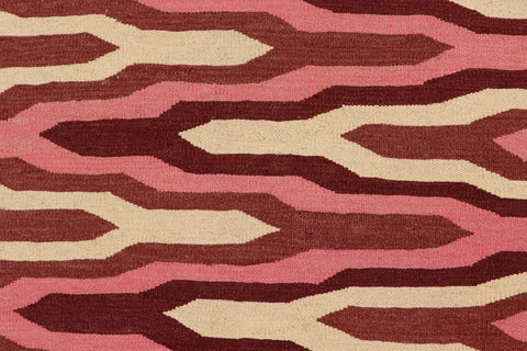 handmade Modern Kilim Beige Pink Hand-Woven RECTANGLE 100% WOOL area rug 6x9
